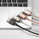 USB-C/type-C interface zink legering Marquee lichtgevende intelligente automatische uitschakeling oplaad gegevenskabel (zwart)