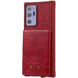 Verticale Flip Wallet Schokbestendige achterkant beschermhoes met houder & kaartslots & Lanyard & Foto's Frames voor Samsung Galaxy Note20 Ultra(Rood)
