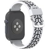 Voor Apple Watch serie 3 & 2 & 1 42mm Fashion Fishbone patroon siliconen horloge Strap(White)