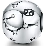 S925 Sterling Silver Twelve Constellation Beaded DIY Bracelet Accessoires Sieraden Zilveren Kralen  Stijl: Kanker