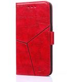 Voor OnePlus 3 Geometrische stiksels horizontale flip TPU + PU lederen hoes met houder & kaartslots & portemonnee(rood)