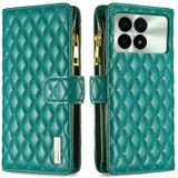 Voor Xiaomi Redmi K70 / K70 Pro Diamond Lattice Rits Portemonnee Lederen Flip Telefoonhoesje (Groen)