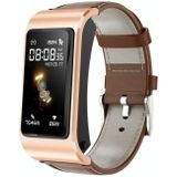 H21 1 14 inch Leren band Oortelefoon Afneembaar Smart Watch Ondersteuning Temperatuurmeting / Bluetooth Bellen / Spraakbesturing (Goud)