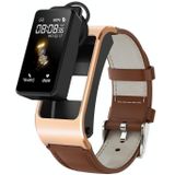 H21 1 14 inch Leren band Oortelefoon Afneembaar Smart Watch Ondersteuning Temperatuurmeting / Bluetooth Bellen / Spraakbesturing (Goud)