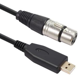 US18 USB naar XLR vrouwelijke microfoon opnamekabel  kabellengte:3m(zwart)
