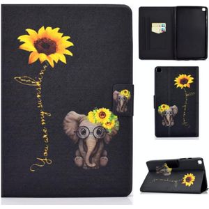 Voor Samsung Galaxy Tab A 8.0 (2019) T290 / T295 Voltage Painted Pattern Tablet PC Protective Leather Case met Bracket & Card Slots & Anti-skid Strip (Chrysanthemum Elephant)