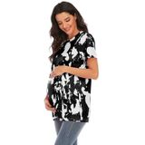 Zwangerschap Gedrukt Ronde hals T-shirt met korte mouwen (Kleur: Zwart Maat: XL)