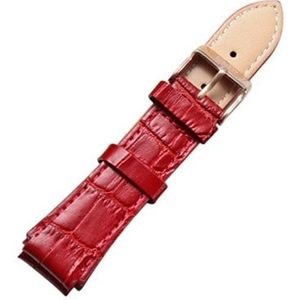 CAGARNY eenvoudige Fashion horloges Band gouden gesp lederen horlogebandje  breedte: 18mm(Red)