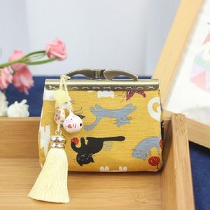 Handgemaakte doek en Tuyere gouden tas dames retro Coin Purse (geel)