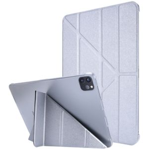 Voor iPad Pro 11 (2020) Silk Texture Horizontal Deformation Flip Leather Case with Three-folding Holder(Silver)