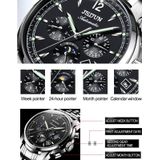 JIN SHI DUN 8750 Mannen Fashion Waterproof Luminous Mechanical Watch (Silver Rose Gold White)