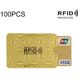 100 stuks aluminiumfolie RFID blokkeren credit card ID Bank kaart geval kaarthouder cover  grootte: 9 x 6.3 cm (gouden sneeuwvlok)