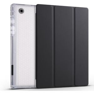 Voor Samsung Galaxy Tab A8 X200 Smart drievoudige transparante honingraat TPU + lederen tablethoes