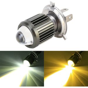 H4 DC12-80V / 10W / 6000K / 3000K / 800LM Bicolor Motorcycle Koplampen met projectorlens