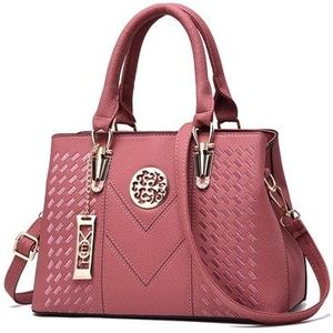 Borduurwerk messenger bags vrouwen lederen handtassen tassen voor vrouwen hand Bag (roze)