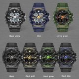 Sanda 6025 Dual Time Digital Display Lichtgevende Kalender Waterdicht Multifunctioneel Mannen Sport Quartz Horloge (All Black)