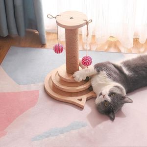 MZP01 Solid Wood TurningTable Cat Toys Duurzaam Grappige Cat Stick Scratcher  Specificatie: Mint Balls Pillar Draaitafel
