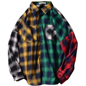 Plaid shirt met lange mouwen losse kleur bijpassende dunne shirt jas (kleur: gele maat: L)