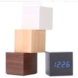 Multicolor geluiden controle houten klok moderne digitale LED Bureau alarm klok thermometer timer houten wit