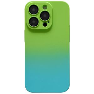 Voor iPhone 14 Pro Max Skin Feel Gradient Phone Case(Groen + Blauw)