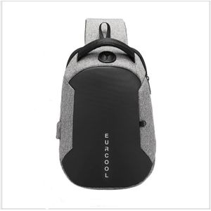 Multi functie Crossbodytassen mannen borst tas water afstotend schoudertas met USB-Oplaadpoort (grijs)