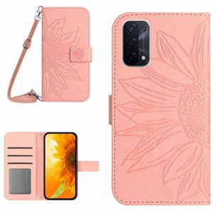 Voor OnePlus Nord N300 Skin Feel Sun Flower Pattern Flip lederen telefoonhoes met lanyard