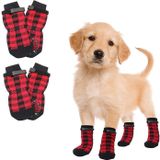 4 stuks hond gebreid ademend schoeisel outdoor antislip sokken voor huisdieren  maat: S