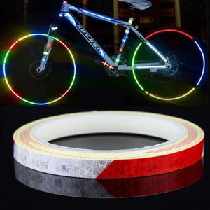 10 Rolls Fiets Mountainbike Motorfiets Sticker Auto Contour Reflecterende Sticker Night Riding Reflective Sticker 1 x 800cm (rood wit)