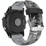 Voor Garmin Instinct 2X Solar 26 mm camouflage bedrukte siliconen horlogeband (grijs + legercamouflage)