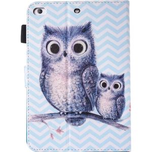 Voor iPad mini 4 / 3 / 2 / 1 schilderij Golf Owl patroon horizontaal flip lederen draagtas met houder & portemonnee & Card Slots & stylushouder