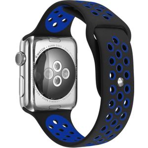 Voor Apple Watch Series 6 & SE & 5 &4 40mm / 3 & 2 &1 38mm Modieuze Klassieke Silicone Sport Watchband (Zwart Blauw)