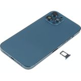 Batterij achterklep montage (met zijtoetsen  luide luidspreker  motor & camera lens & kaart lade  aan / uit knop + volumeknop + oplaadpoort & draadloze oplaadmodule) voor iPhone 12 Pro Max (blauw)