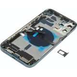 Batterij achterklep montage (met zijtoetsen  luide luidspreker  motor & camera lens & kaart lade  aan / uit knop + volumeknop + oplaadpoort & draadloze oplaadmodule) voor iPhone 12 Pro Max (blauw)