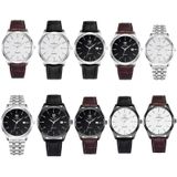 Yazole 308 lichtgevende quartz horloge mannen horloge (zwarte schaal witte lade bruine riem)