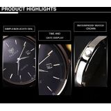 Yazole 308 lichtgevende quartz horloge mannen horloge (zwarte schaal witte lade bruine riem)