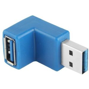 USB 3.0 mannetje naar USB 3.0 vrouwtje Type A Kabel Adapter met 90 Graden hoek (blauw)