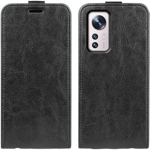 Voor Xiaomi 12 Pro R64 Textuur Verticale Flip Lederen Telefoon Case (Zwart)