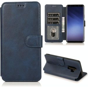 Voor Samsung Galaxy S9 Kalf texture Magnetische gesp horizontale flip lederen case met houder & kaartslots & portemonnee & fotoframe(blauw)