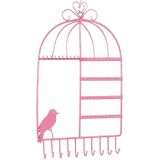 Birdcage vorm oor stud oorbellen armband hanger ketting sieraden display opslag rek (roze)