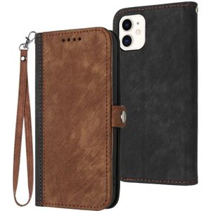 Voor iPhone 12 mini Side Buckle Double Fold Hand Strap Lederen Telefoon Case (Bruin)