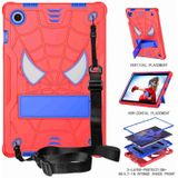 Voor Samsung Galaxy Tab A8 10.5 2021 Spider Texture Silicone Hybrid PC Tablet Case met schouderriem (rood + blauw)