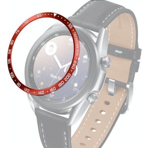 Voor Samsung Galaxy Watch 3 41mm Smart Watch Steel Bezel Ring  E-versie (Rode Ring Witte Letter)