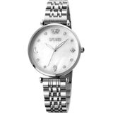 SKMEI 1800 Simple Diamond Round Dial Roestvrijstalen band Quartz horloge voor dames
