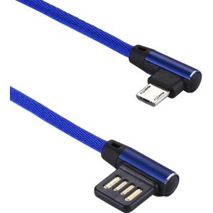 1m 2.4A Output USB naar Micro USB-dubbele elleboog Design Nylon weven stijl Sync opladen kabel voor Samsung  Huawei  Xiaomi  HTC  LG  Sony  Lenovo en andere Smartphones (donkerblauw)