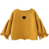 Herfst en winter warm schattig Puff Sleeve top hartvormige geborduurde Sweatshirt meisjes tops  hoogte: 80cm (kurkuma)