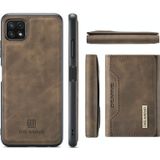 For Samsung Galaxy A22 5G DG.MING M2 Series 3-Fold Multi Card Bag + Magnetic Back Cover Shockproof Case with Wallet & Holder Function(Coffee)