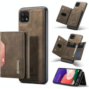 For Samsung Galaxy A22 5G DG.MING M2 Series 3-Fold Multi Card Bag + Magnetic Back Cover Shockproof Case with Wallet & Holder Function(Coffee)
