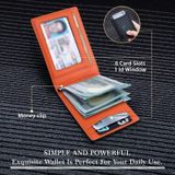 RFID Anti-diefstalborstel Leer Multi-kaartvak Muntportemonnee Creditcardhouder (koolstofvezel + oranje binnenkant)