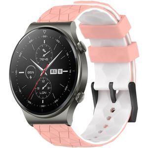 Voor Huawei GT2 Pro 22 mm voetbalpatroon tweekleurige siliconen horlogeband (roze + wit)