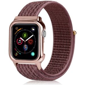 Eenvoudige mode nylon horloge band met frame voor Apple horloge serie 4 40mm (bruin)